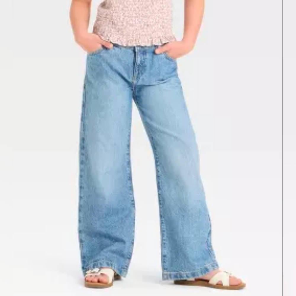 NWT Cat & Jack Light Wash Wide-Leg Pants Large (10/12)